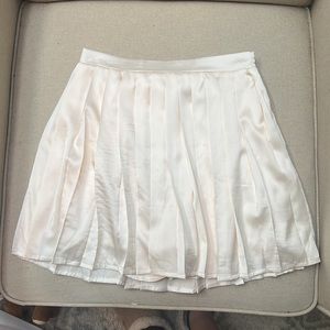 Cream colored satin skirt with built in shorts
